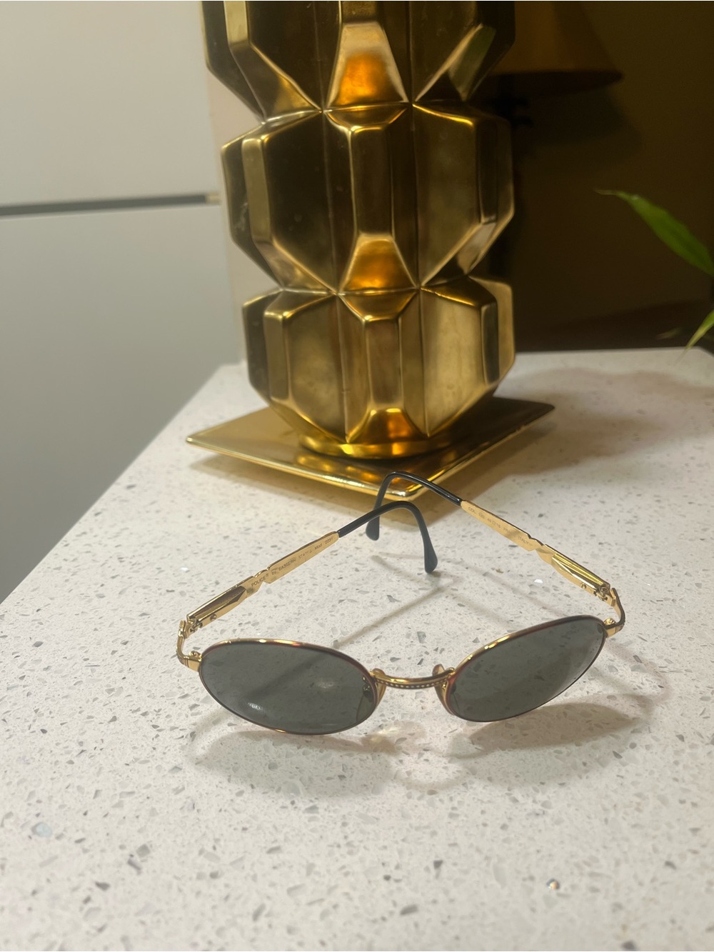 Police Gold Oval Sunglasses with Dark Gray Lenses